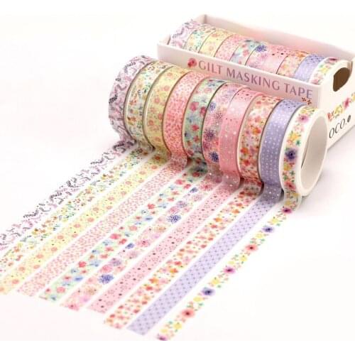 New 10 Pcs/Set Gold Foil Washi Tape Cute Heart Masking Tape Decorative Adhesive Tape Sticker Scrapbooking DIY Stationery