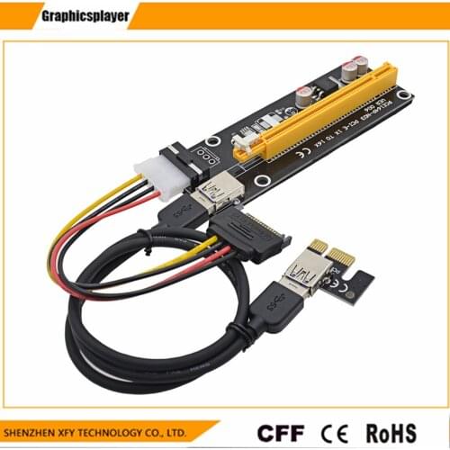 Wholesale USB 3.0 PCI-E Express 1X 4x 8x 16x Extender Riser Adapter Card SATA 15pin Male to 4pin Power Cable 10pcs/lot