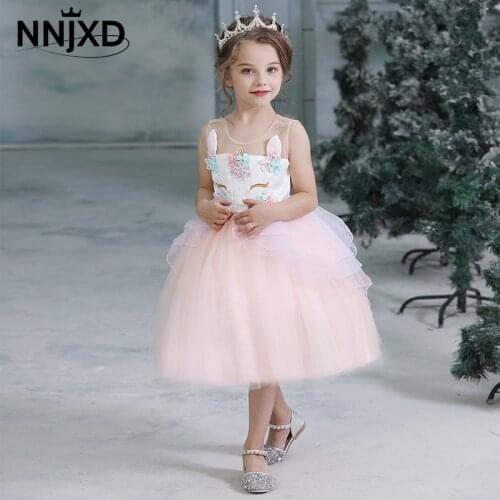 Girls Unicorn Tutu Dress 2020 Summer Kids Princess Vestido Girls Birthday Party Dress Children Summer Dresses 3-8Y Kids Clothes