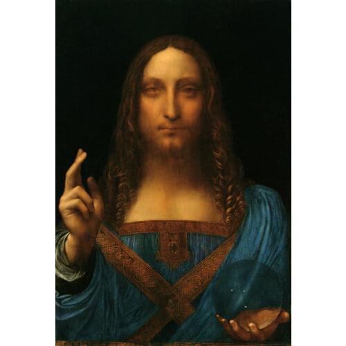 Figure Wall Art Painting on Canvas for Home Decoration Leonardo Da Vinci Salvator Mundi Oil Painting Reproduction Hand Painted