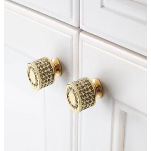 Luxury Crystal round Knob Chrome Diamond Cabinet Knobl Gold Cupboard Pulls Grogeous Crystal dresser Knob