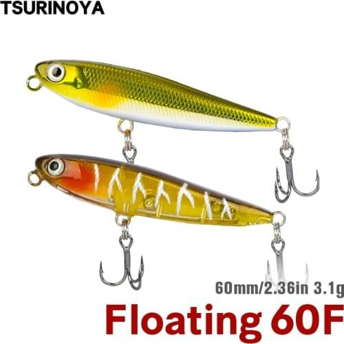 TSURINOYA 60F 3.1g Floating Pencil DW64 60mm Topwater Fishing Lure Trout Pike Bass Artificial Hard Baits Mini Jerkbaits Wobblers