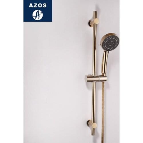 Azos Shower Rod SUS304 Stainless Steel Ti-Pvd Rise And Fall Five Functions Rotatable Bracket Convenient Shower Room Round HSSJ02