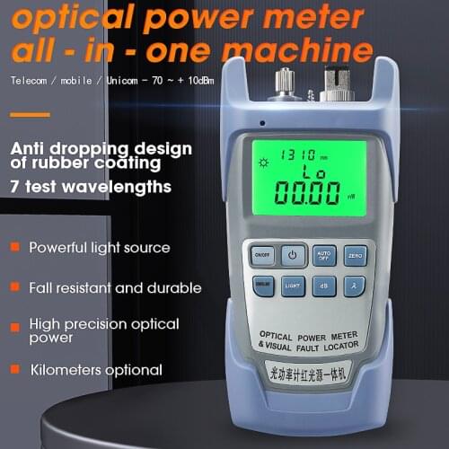 All in One Optical Power Meter -70~+10dBm and Fiber Optic Cable Tester Visual Fault Locator 1mw