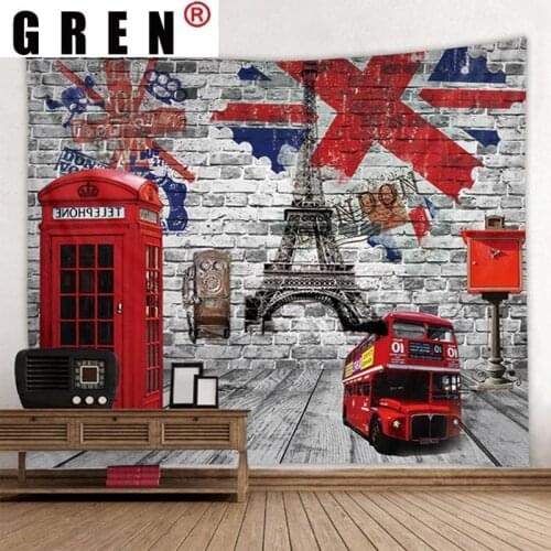 GREN Tapestry Telephone Booths Wall Hanging Wall Covering Rugs Mural Background Cloth Beach Towel Fabric Yoga Blanket Home Decor