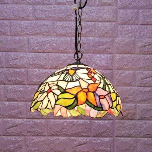 Stained Glass Pendant Lights Rose Flower Tiffany Hanglamp E27 LED Hanging light fixture suspension luminaire Pendant Lamps