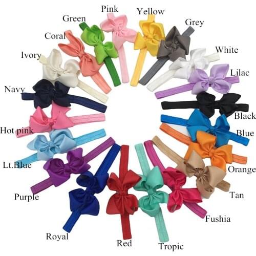 XIMA 20pcs/lot 3inch Hair Ribbon Bows With Elastic Headbands Girls Hairband Hair Accessories