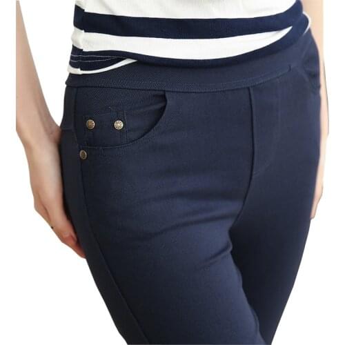 New white black leggings for women cotton Blue legins femme pants summer autumn leggins with pocket female clothing M-5XL