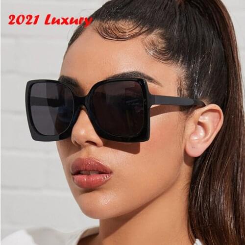 2021 Oversized Sunglasses Women Brand Designer Plastic Female Big Gradient Sun Glasses UV400 gafas de sol Eyewear E053