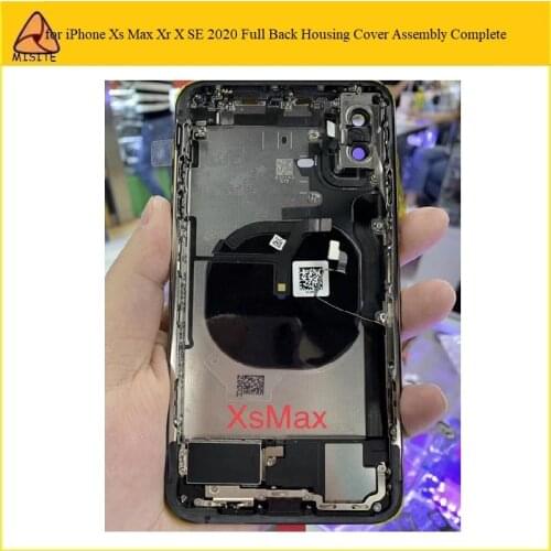 1Pc Full with CE Housing Back Door Case Assembly for iPhone Xs Max Xr X SE 2020 Rear Glass Battery Cover Middle Frame with Flex