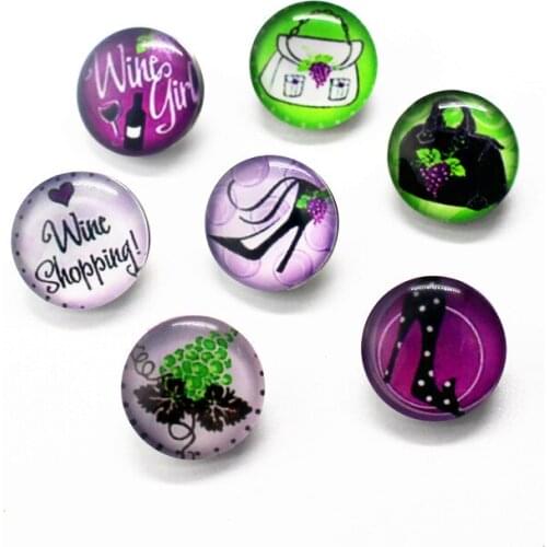10pcs/lot high-heeled shoes Snap Buttons Charms handbag 18mm Glass Buttons Fit DIY Snap Bracelets&Bangle woman Jewelry