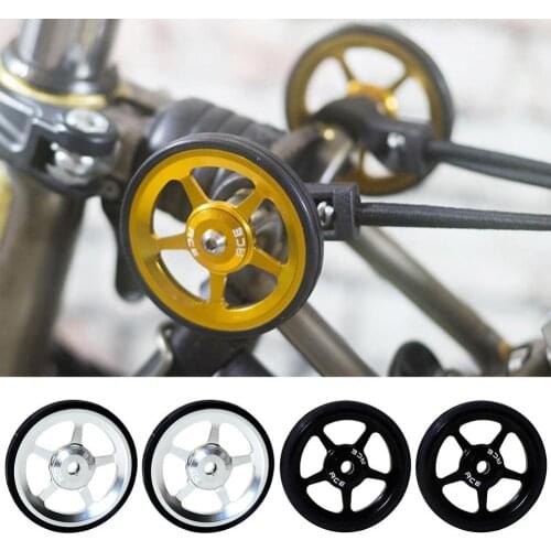 2Pcs Ultra-Light Aluminum Alloy Rubber Easy Wheels for Brompton Folding Bike
