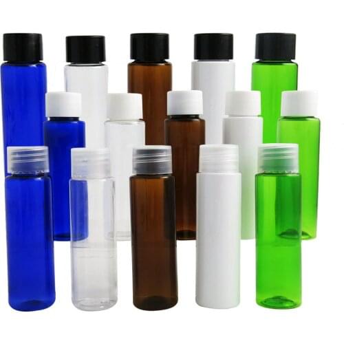 30ml Travel Flat Shoulder Plastic PET Bottle 1oz Clear Blue White Amber Green Empty Cream Bottles Portable Cosmetis Container