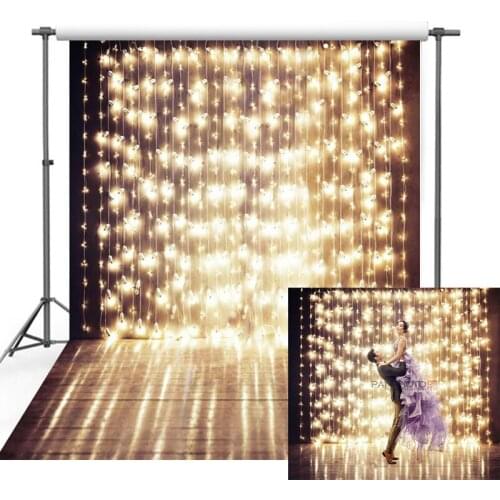 Shiny Stage Vinyl Photography Background String of Festive Flash Lamp Light Wedding Template Photocall Background Photo Studio