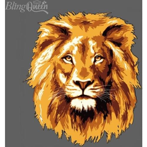 BlingQueen 12PCS/LOT Korean Thermal Stickers On Clothes Patches DIY Iron On PU Vinyl Heat Transfers Lion Design