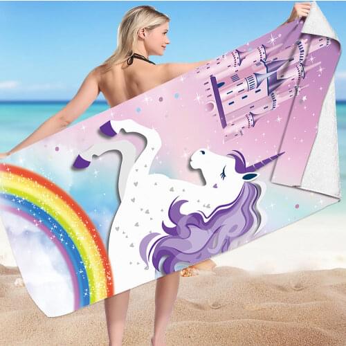 Cartoon Unicorn Large Bath Towels No Sand Free Quick Dry Towel Surf Poncho Microfiber Bath Towel Summer Swimming Xxl BeachTowel