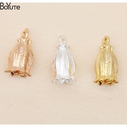 BoYuTe 50Pcs 7*16MM Metal Alloy Flower End Caps Diy Hand Made Jewelry Accessories Parts