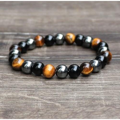 Beaded Bracelet Tiger Eye Stone Gallstone Black Stone Bracelet Men and Women Couple Jewelry Wholesale Bulk Charm Bracelet