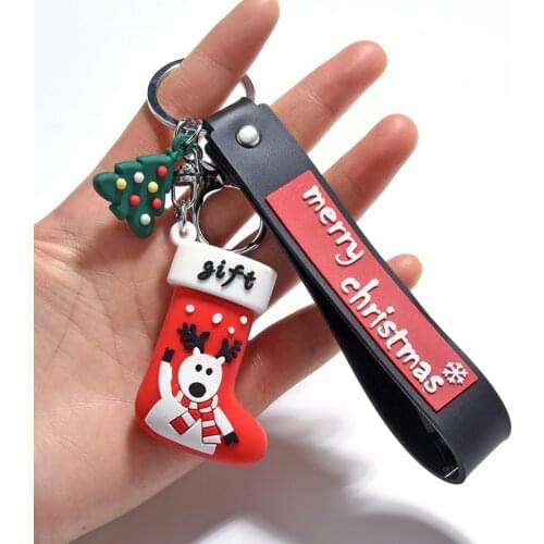 New Christmas Hat Key Chain Pendant Merry Christmas Letter Key Ring Car Bag Family Party Keychains Jewelry accessories