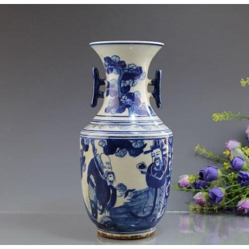 Porcelain Blue And White Lucky Star Longevity Star Double Ear Vase Living Room Decoration Jingdezhen Porcelain Handicraft Gift
