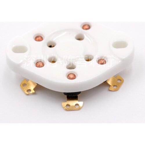 4 Piece Ceramic 5 Pin Flat Tube Holder Five Pin Electronic Tube Socket FU7 807 Canopy With Gold Plated Tin