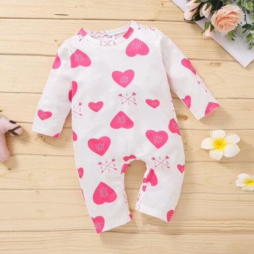 Newborn Romper Summer Baby Girls Jumpsuit Heart Print New Born Baby Cute Cotton Soft Rompers Baby Clothes 2021 New Fashion