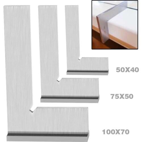Machinist Square 90 Degree Right Angle Engineer Set with Seat Precision Ground Steel Hardened Angle Ruler 50x40/75x50/100x70mm