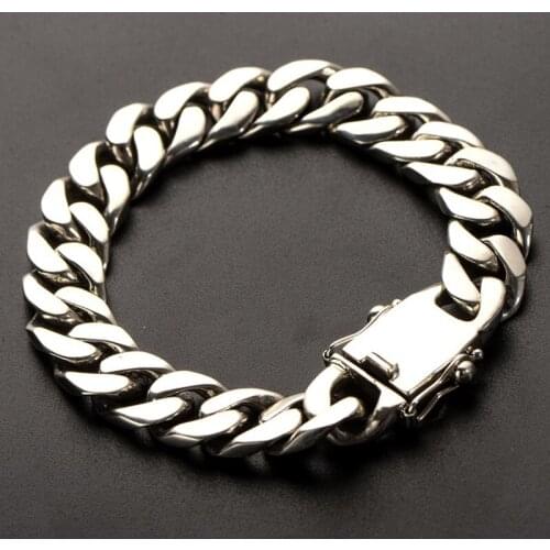 925 sterling silver Trendy jewelry simple individual wild thick mens bracelet Vintage Men and Women Couple Bracelet Free Ship