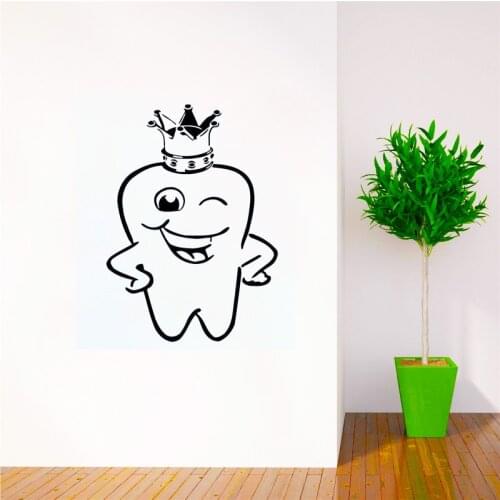 Teeth Crown Dentistry Sticker Dental Clinic Wall Decal Vinyl Wall Decals Decor Mural Tooth Brushing Poster WQ26