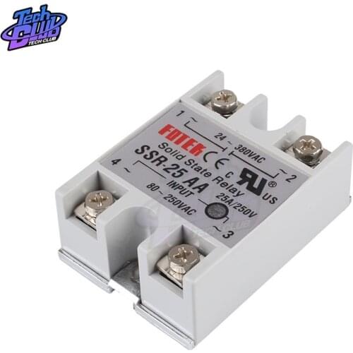 Single Phase Solid State Relay SSR-25AA 25A AC Control AC Relais 80-280VAC Input To 24-380VAC Output Industry Control