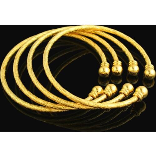 Wholesale Gold Dubai bangles18k Gold Color Ethiopian bangle bracelet African Women jewelry