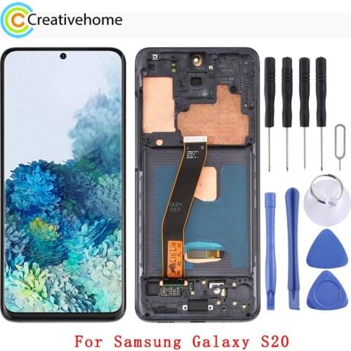 Original Dynamic AMOLED Material LCD Screen and Digitizer Full Assembly with / without Frame for Samsung Galaxy S20