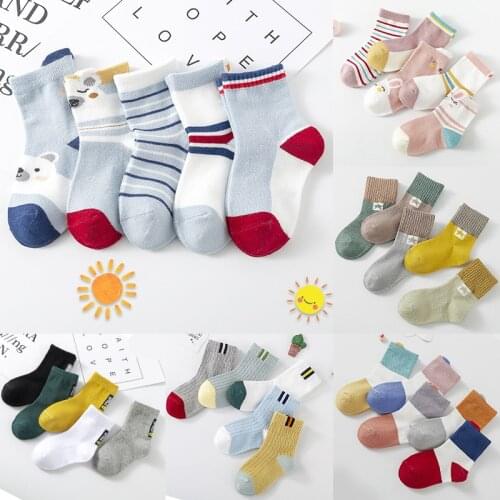 Autumn and winter combed childrens babys cotton socks medium tube socks boys and girls baby baby solid Japanese spring and
