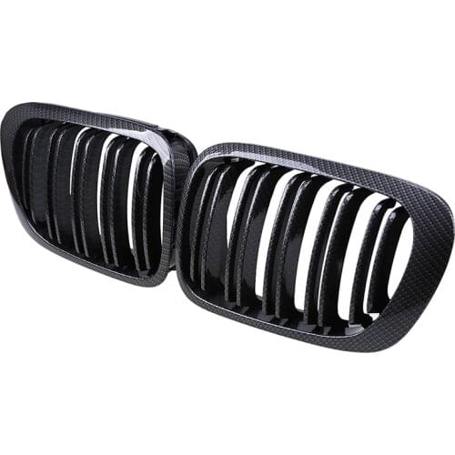 POSSBAY Imitation Carbon Fiber Double Slats Front Hood Center Grille Gills for BMW 3-Series E46 Coupe 1999-2003 Pre-facelift
