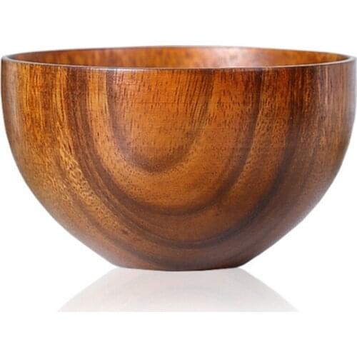 Simple Wooden Tableware Baby Rice Bowl Noodle Bowl Acacia Wood Salad Bowl Solid Wood Instant Noodle Bowl