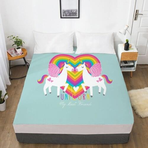 Unicorn Cartoon Fitted Sheets Mattress Cover With Elastic Band 3D Bed Sheet LinensFor Baby Kids Child Girls Boys 200x220 160x200