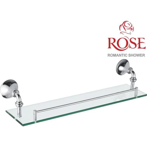 ROSE Shelf glass 1-tier, brass accessories holder in bathroom, base tempered glass mount brass,glass on the wall,storage holder,glass rack for bathroom accessories RG1219
