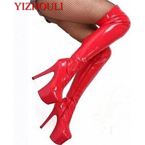 Ultra high heels over-the-knee plus size high-leg 20cm boots high-heeled boots steel pipe dance boots sexy thigh high boots