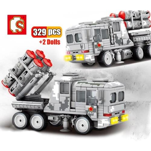 SEMBO 329Pcs Military Series HQ-22 Anti-aircraft Missile Vehicle Building Blocks WW2 Tank War Weapons Model Bricks Toys Gifts