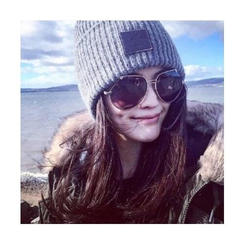 Womens Winter Skullies Beanies Smiley Beanie Hat Womens Knitted Knitted Warm Hat Womens Tidal Cap