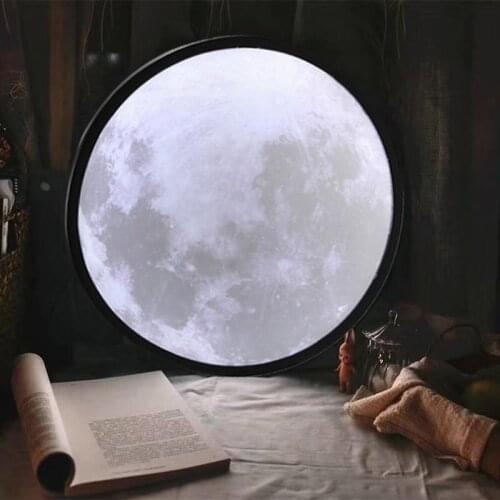 LED Moon Mirror Three Light Color USB Charging Night Light Makeup Table Wall Mirror LED Lamp Nachtlampje For Bedroom Accessories