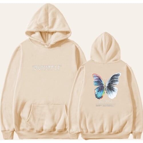 2021 women and men Hip Hop Sweatshirt Hoodie Butterfly Streetwear Harajuku Pullover Hoodie Cotton Fleece Autumn Black Hoodie