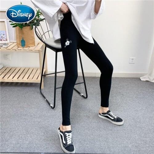 Spring new womens leggings Mickey print trousers fine thread cotton pencil feet stretch tight cropped trousers