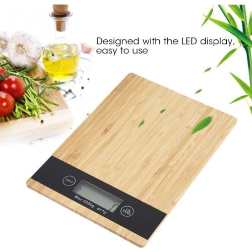 Kitchen Scale Bamboo LED Display Electric Kitchen Weighing Scale Food Diet Weight Balance Wood Scale Cooking Scale Food Scale