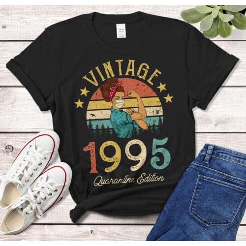 Vintage 1995 Edition T-Shirt 25th Birthday Gift harajuku Cotton Plus Size Female Clothing O Neck Shirt Short Sleeve Girl Top Tee