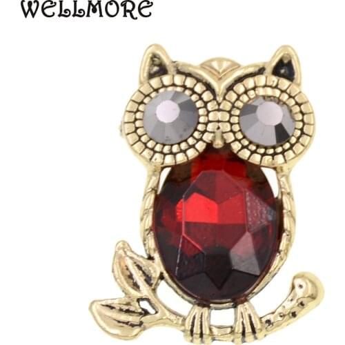 WELLMORE Vintage red Owl Brooch for women Ladies fashion jewelry wholesale dropshipping jewelry