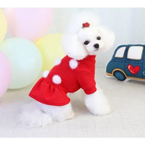 Pet Dog Sweater Skirt Pet Knitted Pullover Warm Dress Pet Clothes Sweet Pet Autumn and Winter Dress for Small and Medium Dogs