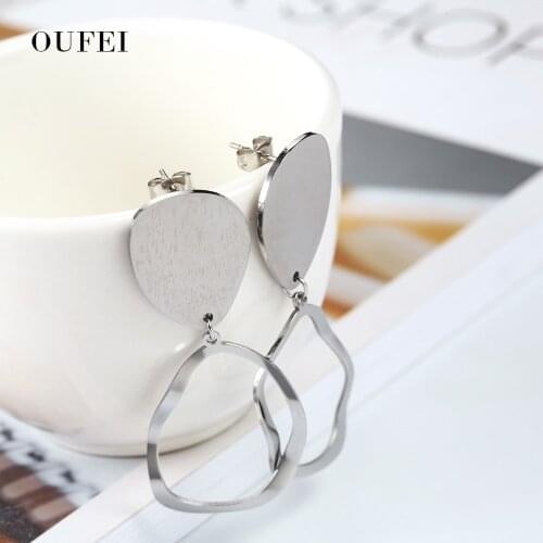 OUFEI Stainless Steel Womens Earrings Fashion Jewelry Circle Cute Earrings Jewelry Pendant Earrings Jewelry