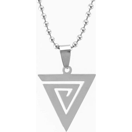Women Triangle stainless steel choker necklace Blank charms mirror polish Pendants ball chain necklace