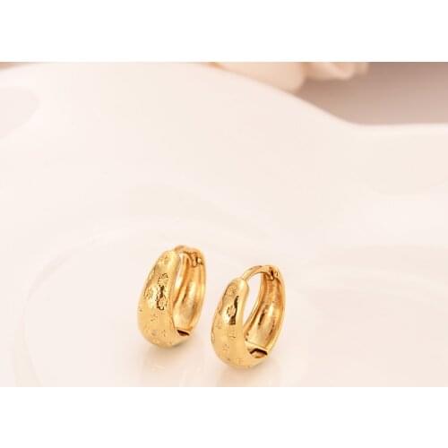 Gold Earrings for Women/Girls Gold Color Arab Jewellery African hoop Earring Wedding cute kids charms party birthday Gifts